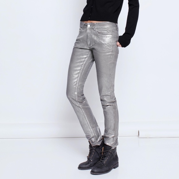 Zadig & Voltaire Eva Argent Deluxe Metallic Skinny - Picture 1 of 3